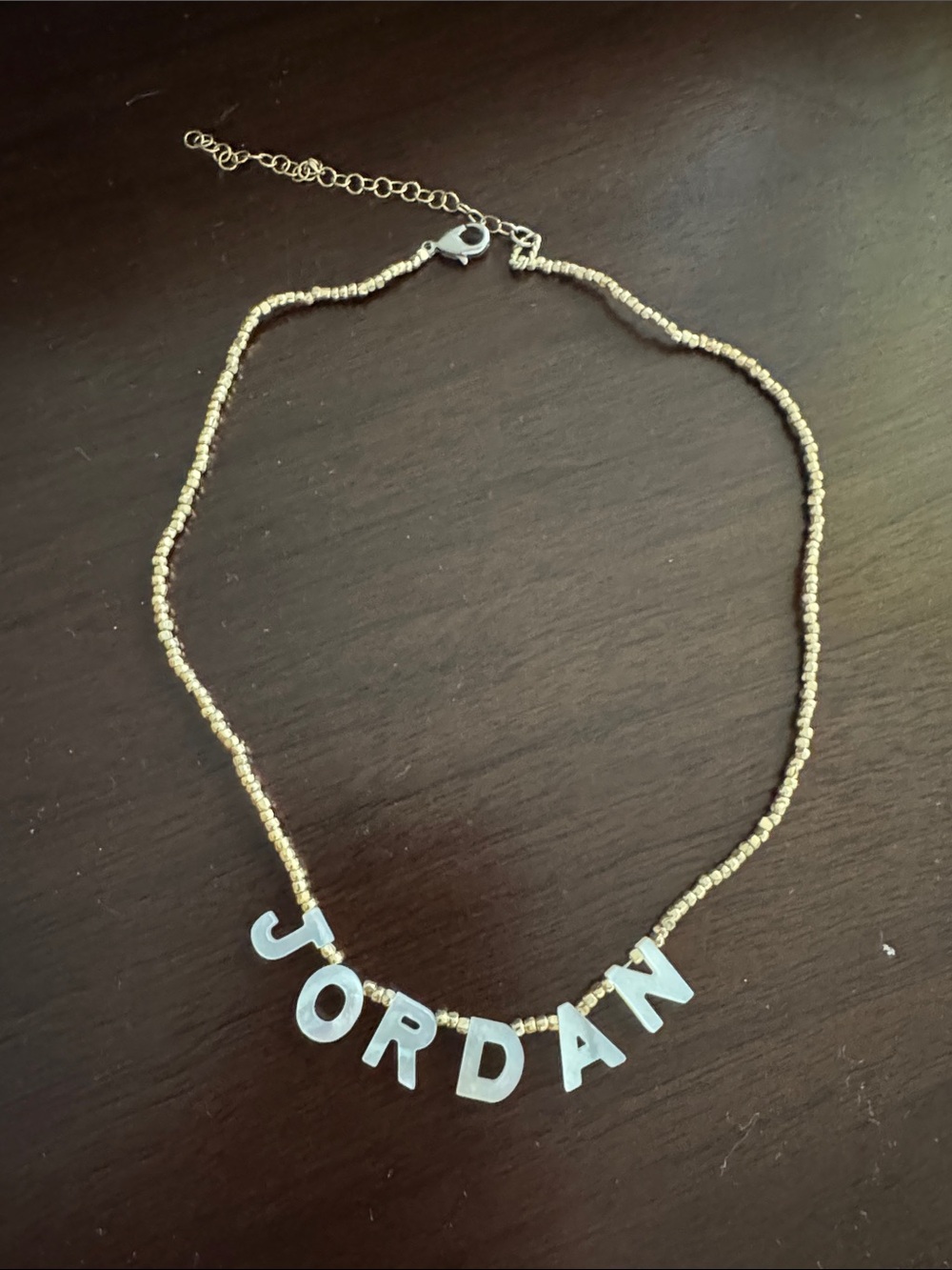 Personalized "JORDAN" Beaded Name Necklace in Gold